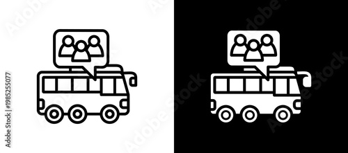 Public Transportation Icon Set In Black And White Filled Style Collection