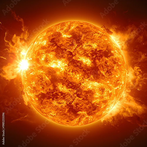Fictional solar storm in space with glowing plasma and cosmic energy, sci-fi concept