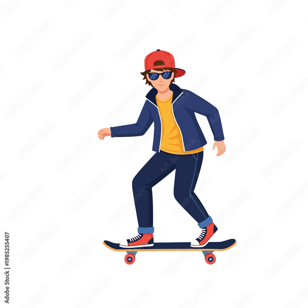 Obraz premium Young skateboarder performing tricks in urban setting