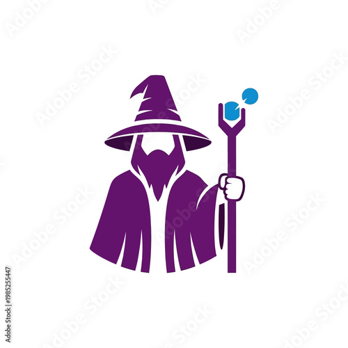 Wizard holding a staff with a magical crystal