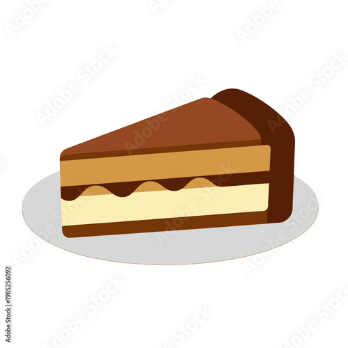 Chocolate Layer Cake Slice on Plate Icon