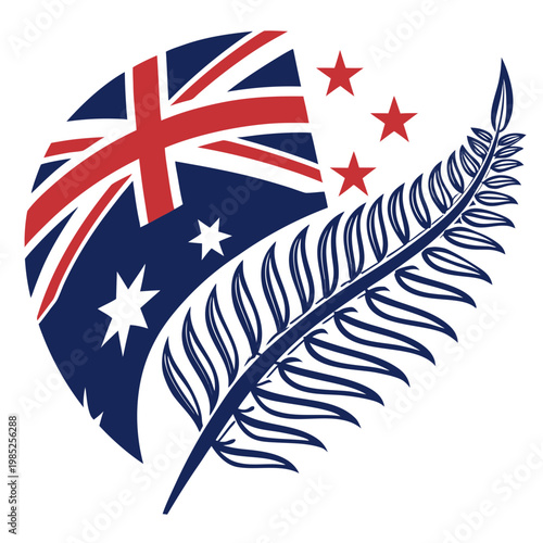 Australia and new zealand flags in round shape.
