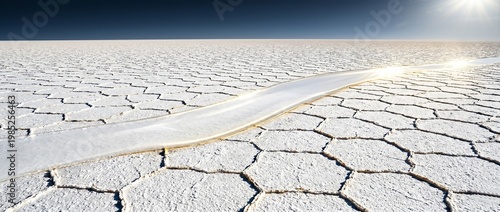 Aerial Top Down View of Natural Hexagonal Salt Flat Patterns