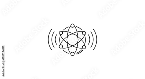 Abstract Atomic Structure with Energy Waves - Scientific Illustration