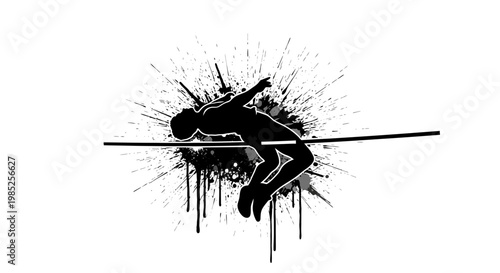 High Jumper Silhouette, Sports Art, Dynamic Splash Effect