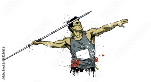 Javelin Thrower Athlete Illustration
