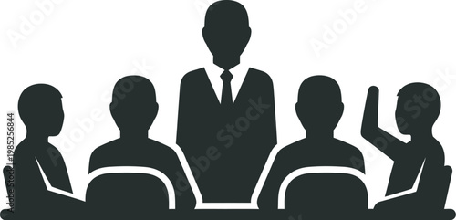 business meeting team discussion silhouette illustration