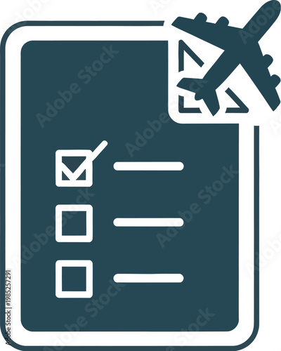 Travel checklist with airplane icon