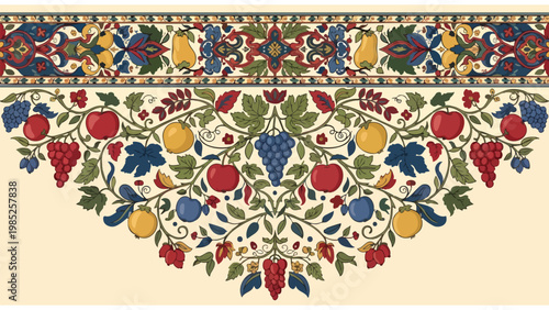 Vintage Fruit Border Design | Decorative Floral Swag Graphic
