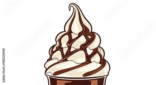 Soft Serve Ice Cream with Chocolate Swirl and Sauce