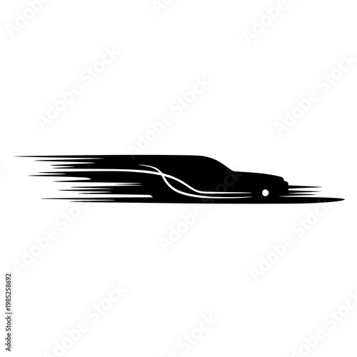 Abstract black car silhouette with motion speed lines vector illustration
