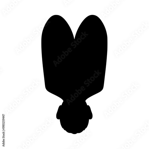 Minimalist Black Silhouette of a Person with Space Buns Hairstyle