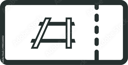 black ticket stub icon with perforation