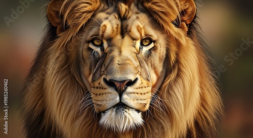 Majestic Lion Portrait Close Up in Warm Natural Light