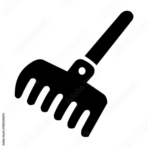 Rake icon solid black simple tool design