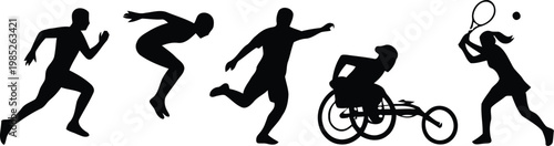 Diverse Athletes Sports Action SilhouetteDiverse Athletes Sports Action Silhouette