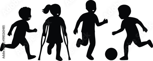 Diverse Children Playing Together SilhouetteDiverse Children Playing Together Silhouette