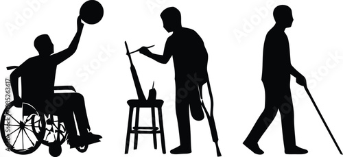 Inclusive Diversity Disability Vector SilhouetteInclusive Diversity Disability Vector Silhouette
