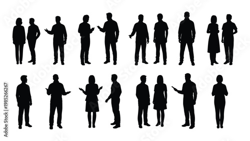 A collection of diverse silhouettes depicting people in various poses and interactions high quality professional detailed