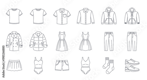 Collection of clothing and fashion icons