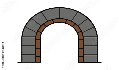Simple stone and brick archway illustration on white background