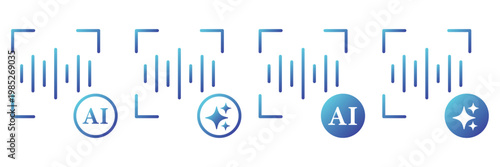 AI Voice Speaker Icon Set. Artificial Intelligence Sound and Communication Technology Symbols. Sparkle icons set. Shining icon set. Generative AI logo icon, magic sparkle stars symbol.
