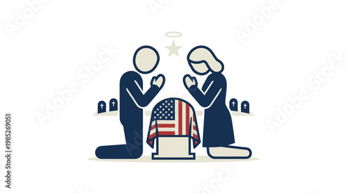 Mourning Ceremony at a Military Grave