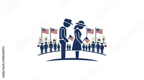 Memorial Day Remembrance Couple Honoring Fallen Soldiers