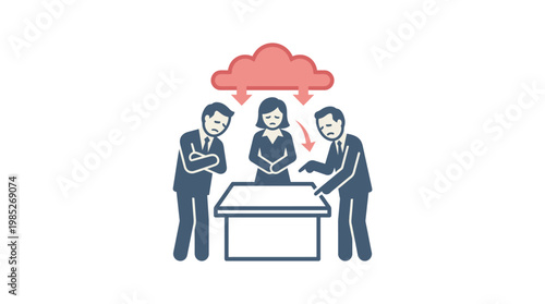 Business Team Meeting With Cloud Information Transfer