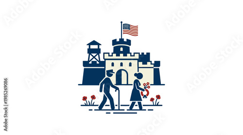 Elderly Couple at a Historic Fort Celebrating Remembrance Day