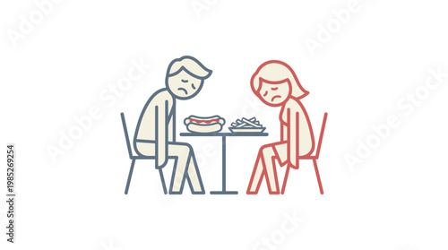 Sad Couple at Table with Unappetizing Food
