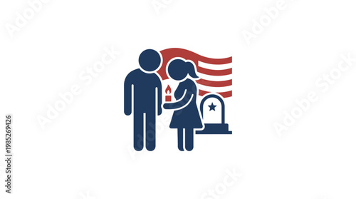 Memorial Day Remembrance With American Flag and Gravestone