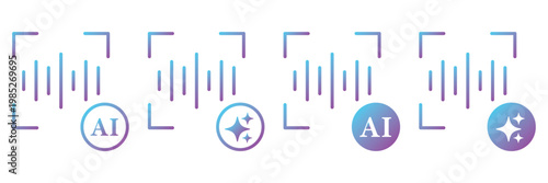 AI Voice Speaker Icon Set. Artificial Intelligence Sound and Communication Technology Symbols. Sparkle icons set. Shining icon set. Generative AI logo icon, magic sparkle stars symbol.