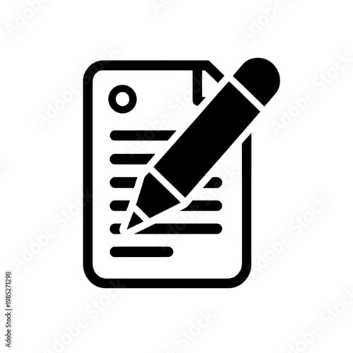 Notebook with Pencil Icon Flat Line Minimalist