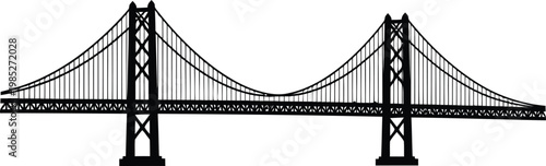 suspension bridge silhouette, iconic structure, engineering marvel, architecture, landmark