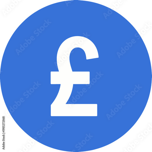 Pound Sterling Symbol Flat Icon Blue Circle Background