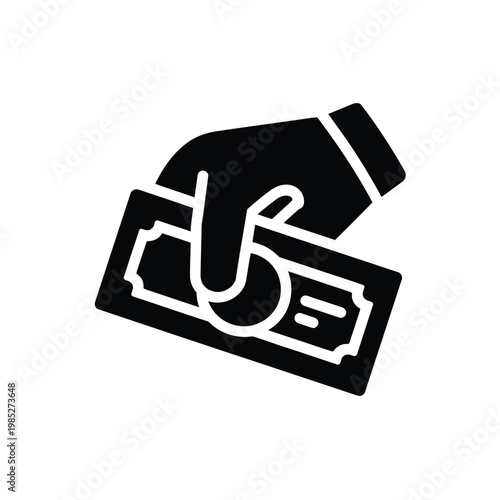 A hand offering or receiving money depicted as a simple glyph