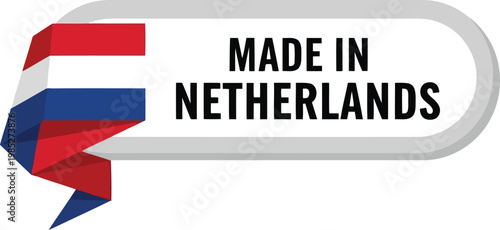 Made in Netherlands product label with flag design