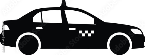 black taxi car silhouette with checkered sign on side