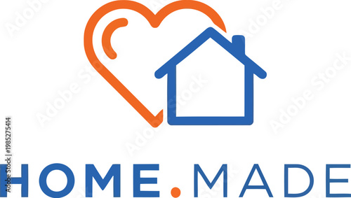 home made logo with heart and house symbol