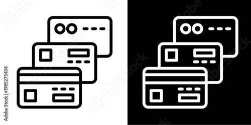 Card Connection Icon Set White Style Collection
