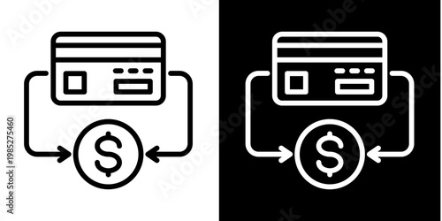 Money Transfer Card Icon Set White Style Collection