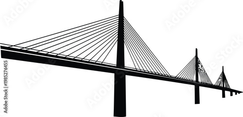 cable stayed bridge with multiple spans and towers, engineering infrastructure