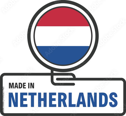 Made in Netherlands flag badge label for product origin identification