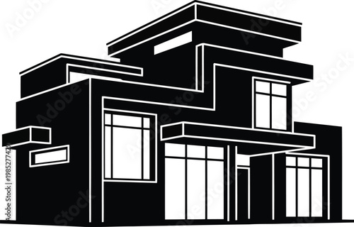 modern house design with large windows and flat roof