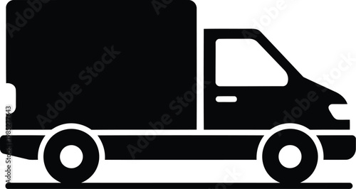 black delivery truck icon on white background for logistic and transportation industry use