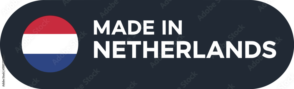 Obraz premium Made in Netherlands product label with Dutch flag on black background