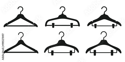 Clothes hanger icon set minimal outline collection