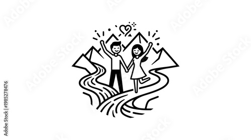 Couple Celebrating Love and Adventure in Nature