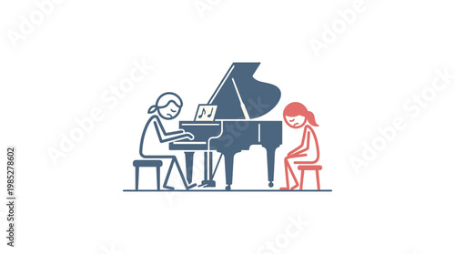 Piano Lesson Tutor and Student Playing Music Together